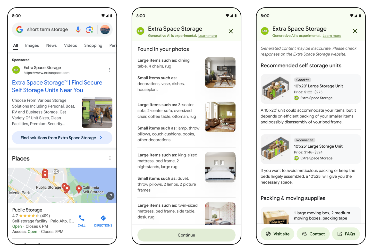 Storage example for AI-powered search ads. Image: Google.